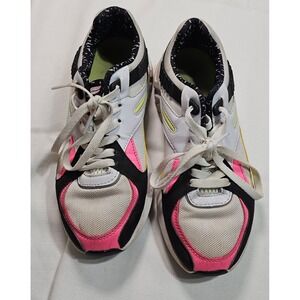 Fabletics PAIGE Athletic Sneakers Women's 7.5 US White Pink Yellow Black‎